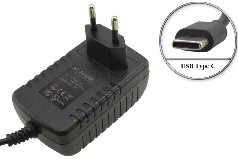 Адаптер (блок) питания 5V, 3A, 15W, USB Type-C (W050V300A), зарядное устройство для JBL Link Portable; Chuwi и др.
