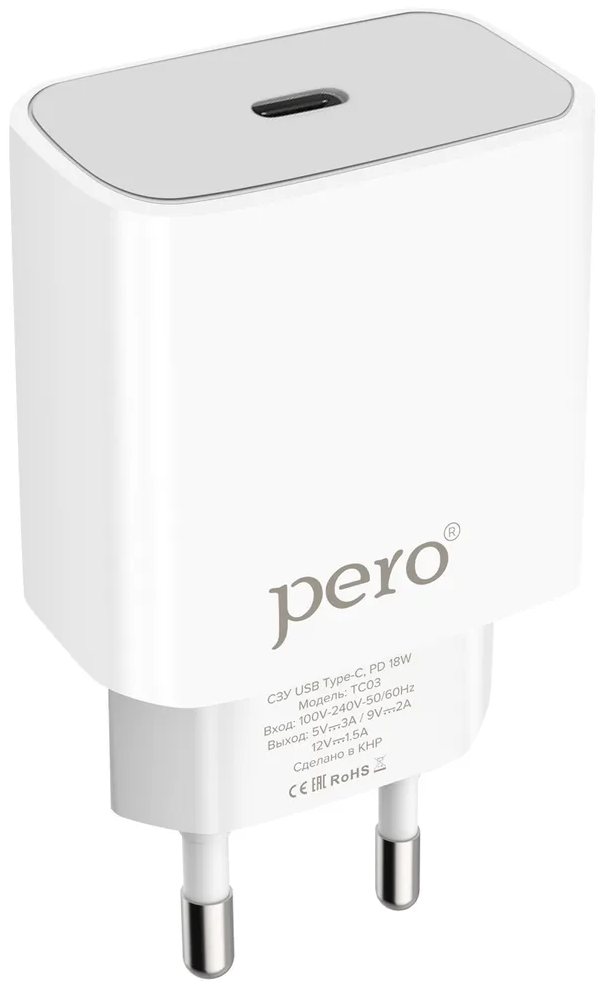 PERO Сетевое зарядное устройство TC03 PD 18W white (Белый)