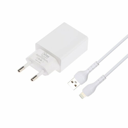 Сетевое зарядное устройство U16i, USB, 2.4 А, кабель Lightning, 1 м, белое