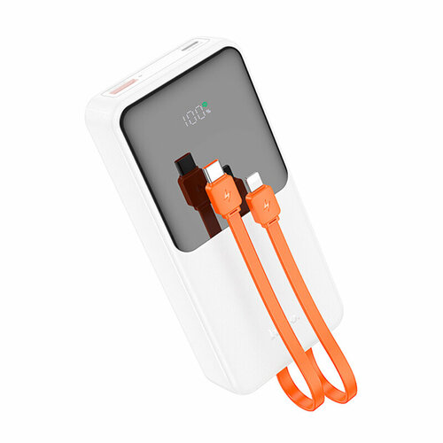 Универсальный Доп Аккумулятор 20000mAh J119A HOCO выход 1 USB 225Wкабель Type-Cкабель Lightning белый 2800₽