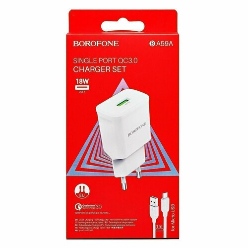 Адаптер Сетевой с кабелем BA59A Heavenly 2USB micro USB, 1 шт. сетевой адаптер borofone ba63a 2usb 2 4a 10w черный 1 шт