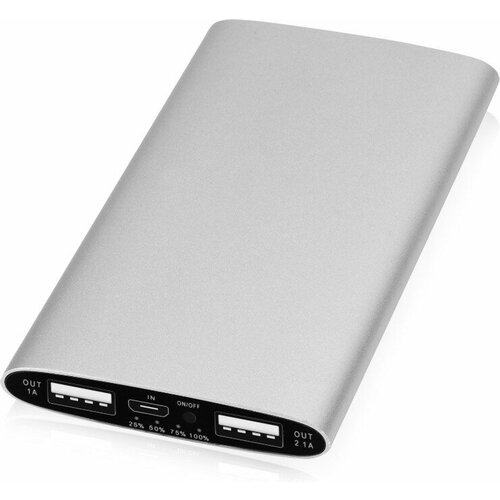 Портативное зарядное устройство Мун с 2-мя USB-портами 4400 mAh серебристый 220300₽