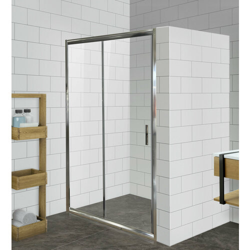 Душевая дверь в нишу SEAN-9 NEW 120х200 прозрачное закаленное стекло 6 мм, профиль хром