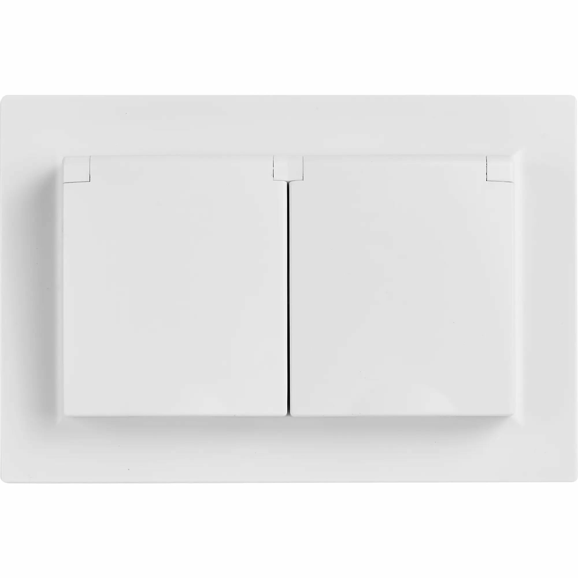 фото Розетка двойная встраиваемая влагозащищенная IEK Brite РСбш12-3-44-БрБ с заземлением с крышкой и шторками IP44 цвет белый