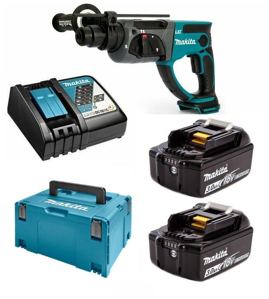 Аккумуляторный перфоратор 3-х режимный SDS+ Makita DHR202RFJ (18V 2x3Ah Li-Ion)