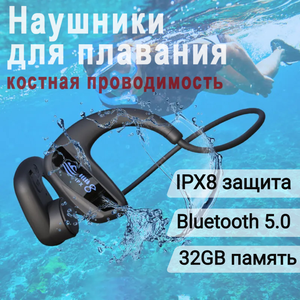 Наушники для плавания с костной проводимостью, водонепроницаемые наушники, Bluetooth-гарнитура для бассейна Ipx8, память 32 ГБ
