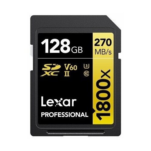 Карта памяти SD 128 Gb Lexar SDXC Professional 1800x UHS-II 270/180Mb/s, U3 V60