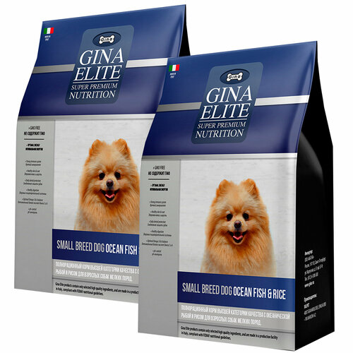 GINA ELITE SMALL BREED DOG OCEAN FISH & RICE для взрослых собак маленьких пород с океанической рыбой и рисом (1 + 1 кг)