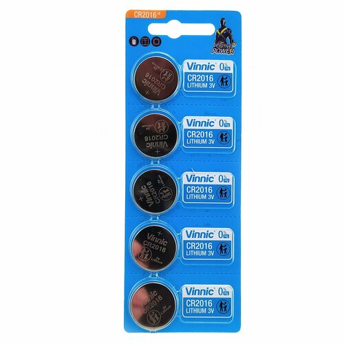 Батарейка (5шт) VINNIC CR2016 3В литиевая дисковая (5шт*1)