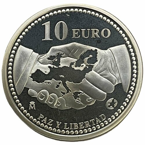 Испания 10 евро 2005 г. (60 лет миру и свободе в Европе) (Proof) (2) клуб нумизмат монета 10 евро бельгии 2005 года серебро 60 лет мира и свободы в европе