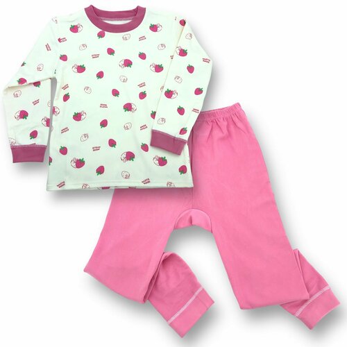 Пижама, размер 8-9 лет, белый, розовый