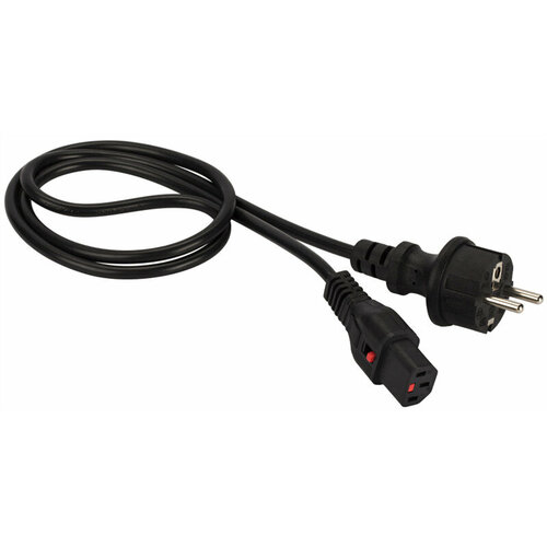 Шнур питания с блокировкой C13-Schuko прямая 3х075 220В 10А черный 1 метр 760₽