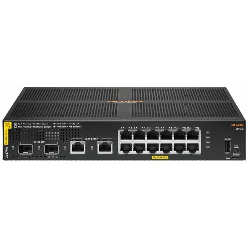 Коммутатор HPE JL679A Aruba 6100 Managed L3 12G Class4 PoE 139W 2SFP+