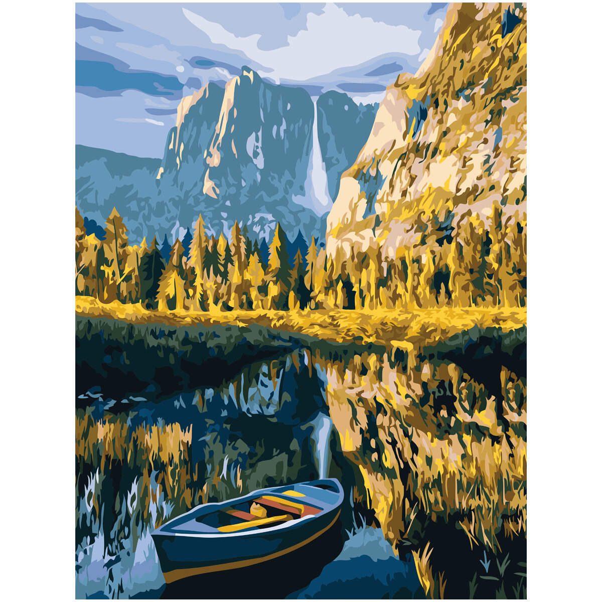 Картина по номерам 40*50 см ТРИ совы “Осень в горах”, с деревянным подрамником, живопись на холсте, раскраска, с акриловыми красками и кистями