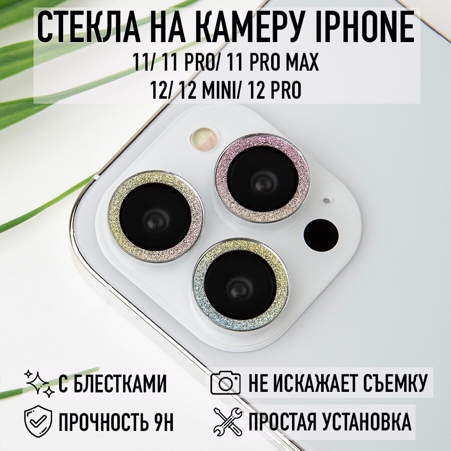 Защитные стекла для камеры iPhone с блестками