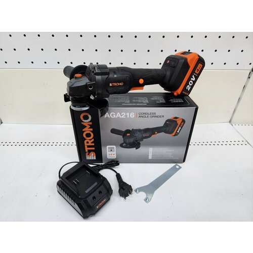 УШМ болгарка аккумуляторная Stromo AGA216 125мм 20В 4Ач 6772₽