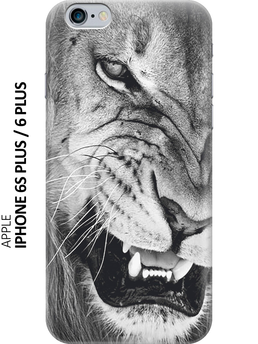 Силиконовый чехол на Apple iPhone 6S Plus / 6 Plus / Эпл Айфон 6 Плюс / 6с Плюс с рисунком "Скалящийся лев"