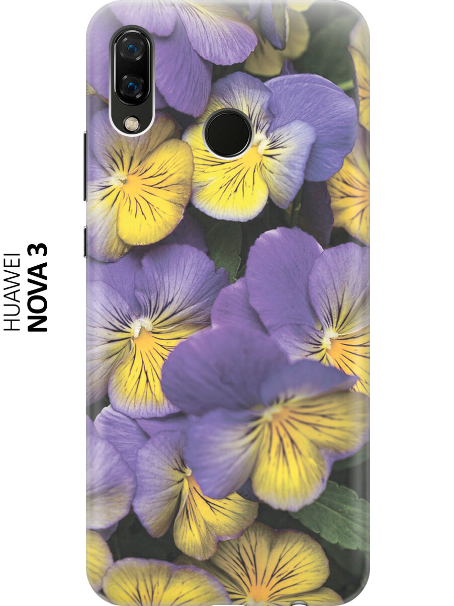 Силиконовый чехол Фиолетовые и желтые фиалки на Huawei Nova 3 / Хуавей Нова 3