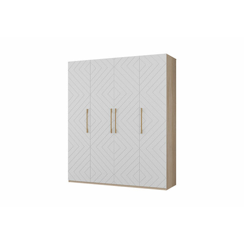 Шкаф 4-х створчатый Двенадцать стульев Копенгаген дуб сонома / белый матовый 180x56x220 см