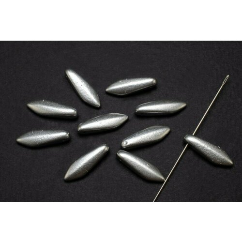Бусины Dagger beads 16х5мм, отверстие 0,8мм, цвет 01700 серебро металлик, 736-092, 10шт