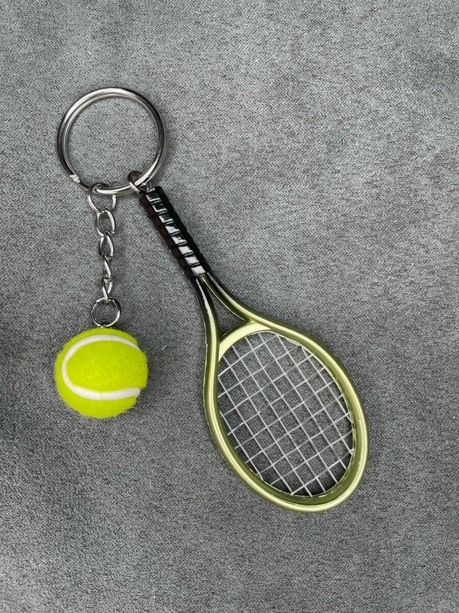 Металлический брелок Теннисная ракетка с мячом