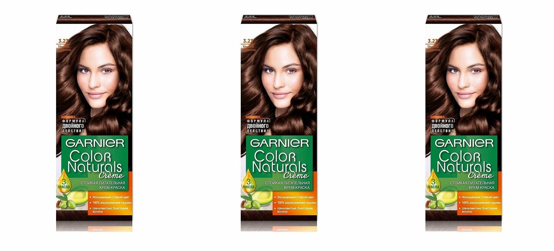 Garnier Краска для волос Color Naturals, тон 3.23 Темный шоколад, 110 мл, 3 шт