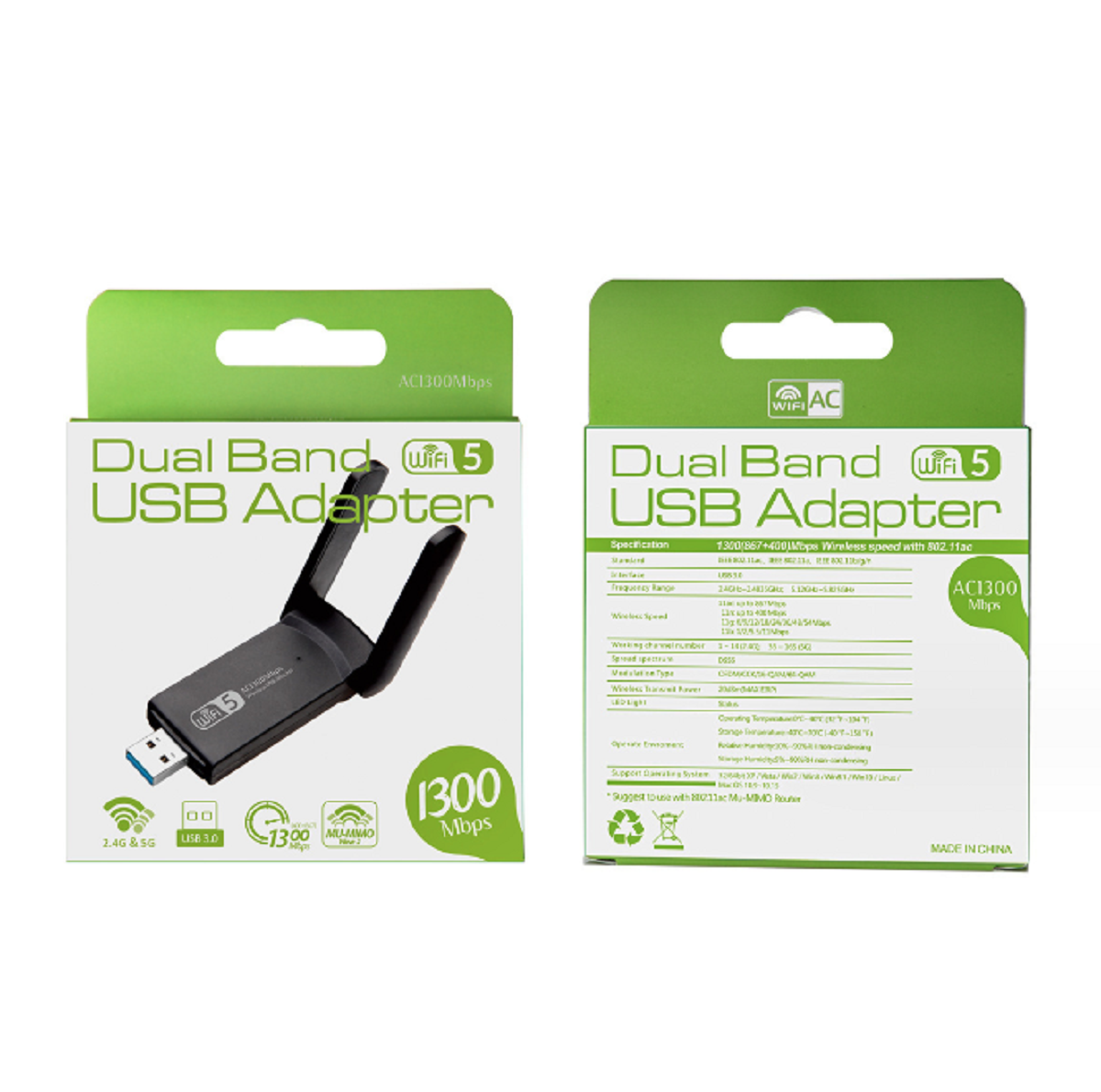 WI-Fi адаптер USB 3.0 2.4G/ 5.8G 1200 Мбит/с