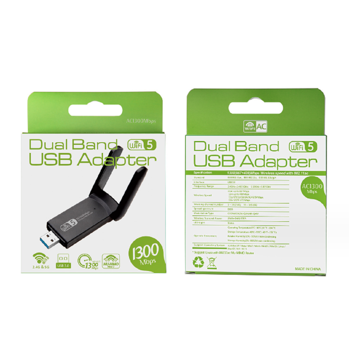 WI-Fi адаптер, USB 3.0, 2.4G/ 5.8G, 1300 Мбит/с