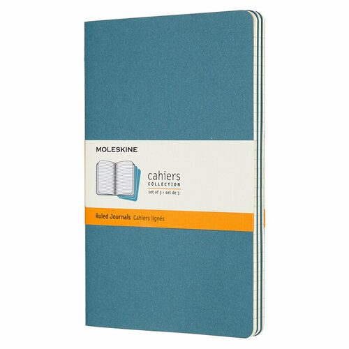 Блокнот письменный MOLESKINE CAHIER JOURNAL CH016B44 Large 130х210мм обложка картон 80стр. линейка голубой (3шт)