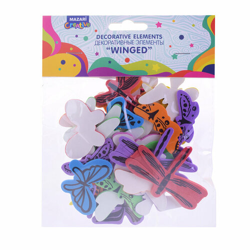 Декоративные элементы из EVA WINGED на клеевом слое микс цветов ОПП- упаковка 342₽