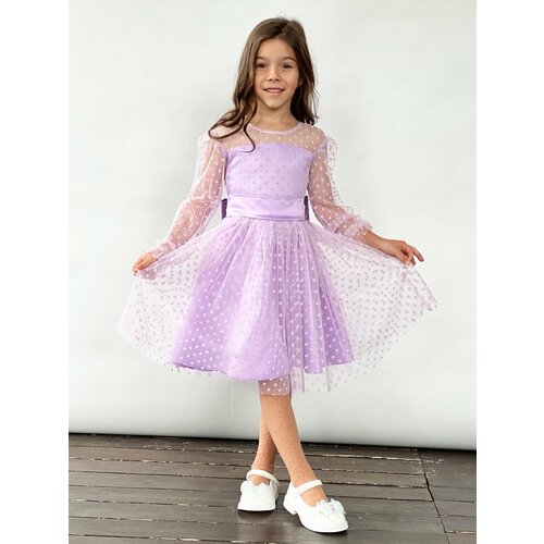 Платье Бушон, размер 116-122, фиолетовый юбка leya me размер 122 сиреневый