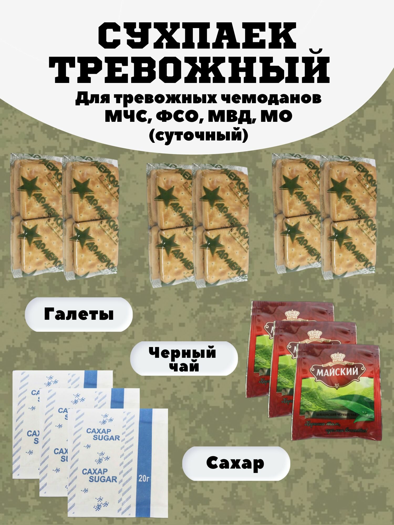 Сухпаек тревожный (ИРП-ТРС) для тревожных чемоданов МЧС, ФСО, МВД, МО (суточный) — фото 1