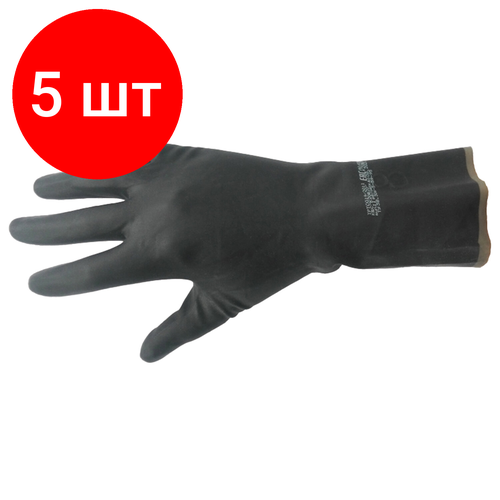 Комплект 5 шт, Перчатки резиновые технические кислотощелочестойкие КЩС Тип-2, азри, размер 10, XL (очень большой), К20Щ20