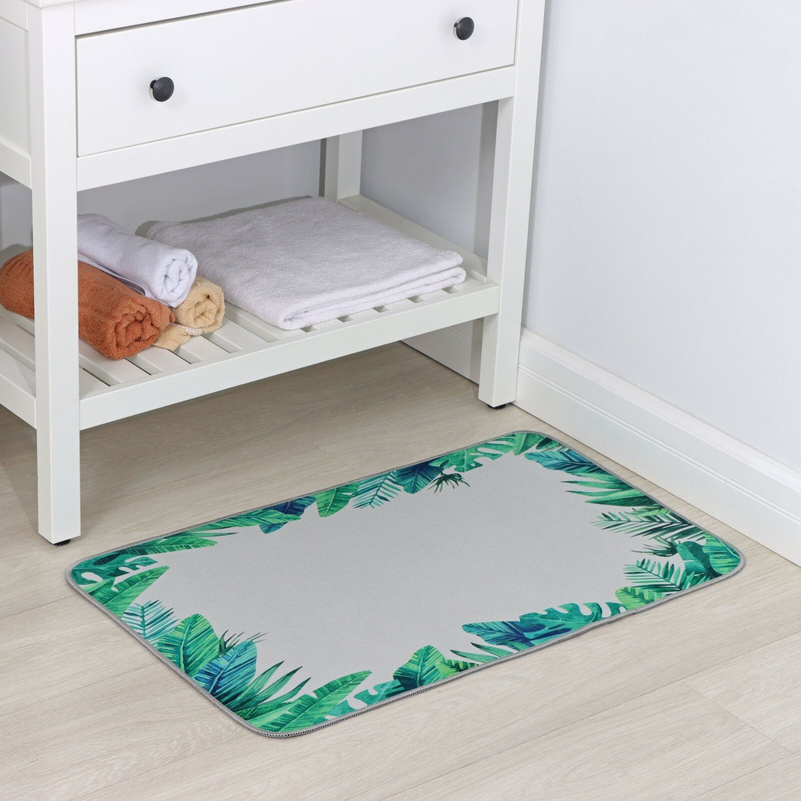 Коврик Доляна «Тропики» 50×80 см цвет серо-зелёный 5411421