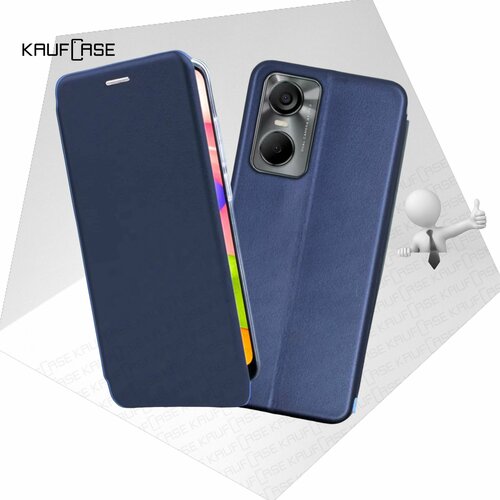 Чехол книжка KaufCase для телефона Tecno Pop 6 Pro (BE8) (6.56), темно-синий. Трансфомер чехол для tecno pop 6 pro be8 6 56 темно зеленый