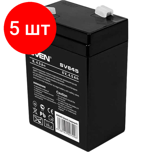 Комплект 5 штук, Батарея для ИБП Sven SV 645 (6V 4.5Ah) F1 (SV-0222064) ибп sven rt 1000 1000 ва sv 013110