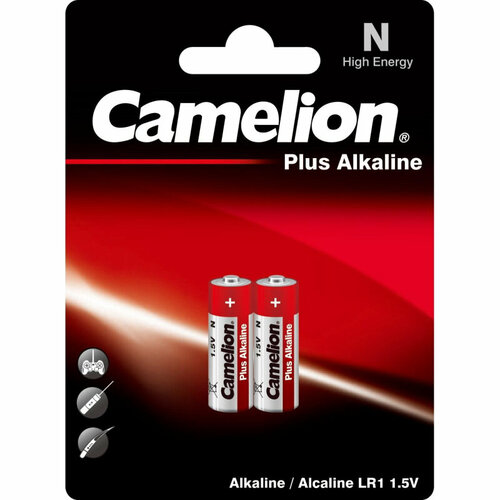 Батарейки Camelion LR1 Plus Alkaline BL-2 (LR1-BP2, батарейка,1.5В)(2шт/уп) батарейка camelion plus alkaline lr1 bp2 lr1 1 5 в 2 шт