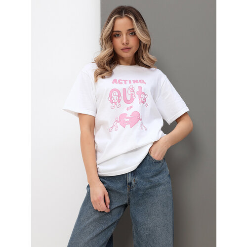 фото Футболка размер s, белый, бежевый, розовый a saint buziness