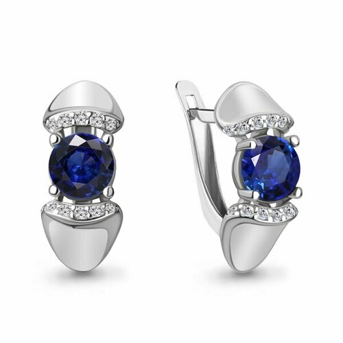 Серьги Amarin Jewelry, серебро, 925 проба, родирование, фианит, сапфир синтетический, серебряный