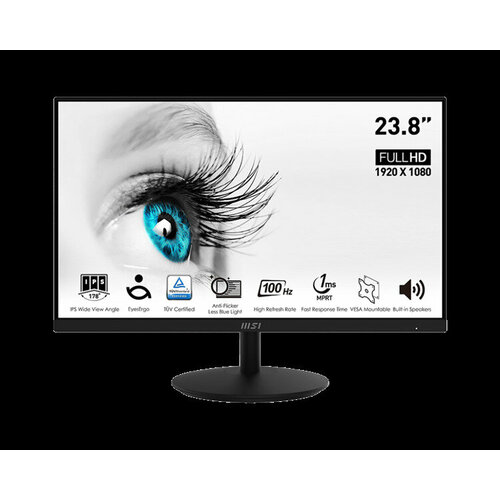 MSI PRO MP242A 238 169 FHD1920x1080 IPS Flat1msMPRT10001100M1300nit178178 HDMI 14 DP 12 VGAD-Sub Speaker Tilt VESA100Hz Black1y w 1634500₽