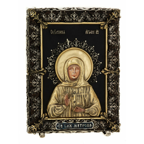 Икона с художественным литьём "Матрона Московская" малая бронза