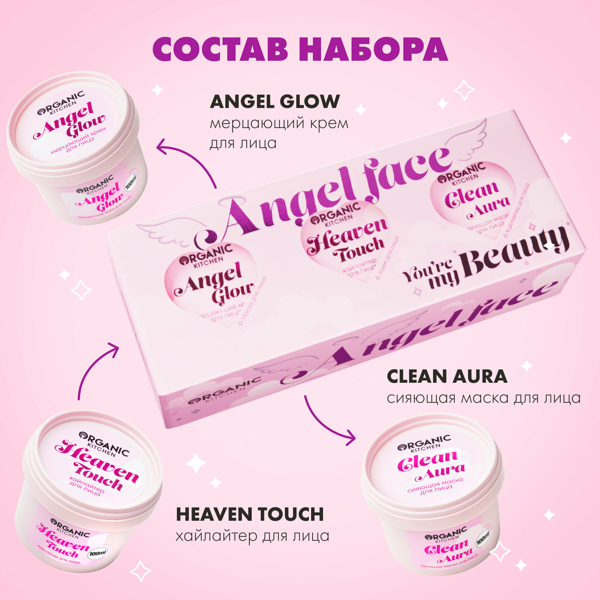 Подарочный набор для лица Organic Kitchen "Angel Face", 3х100 мл