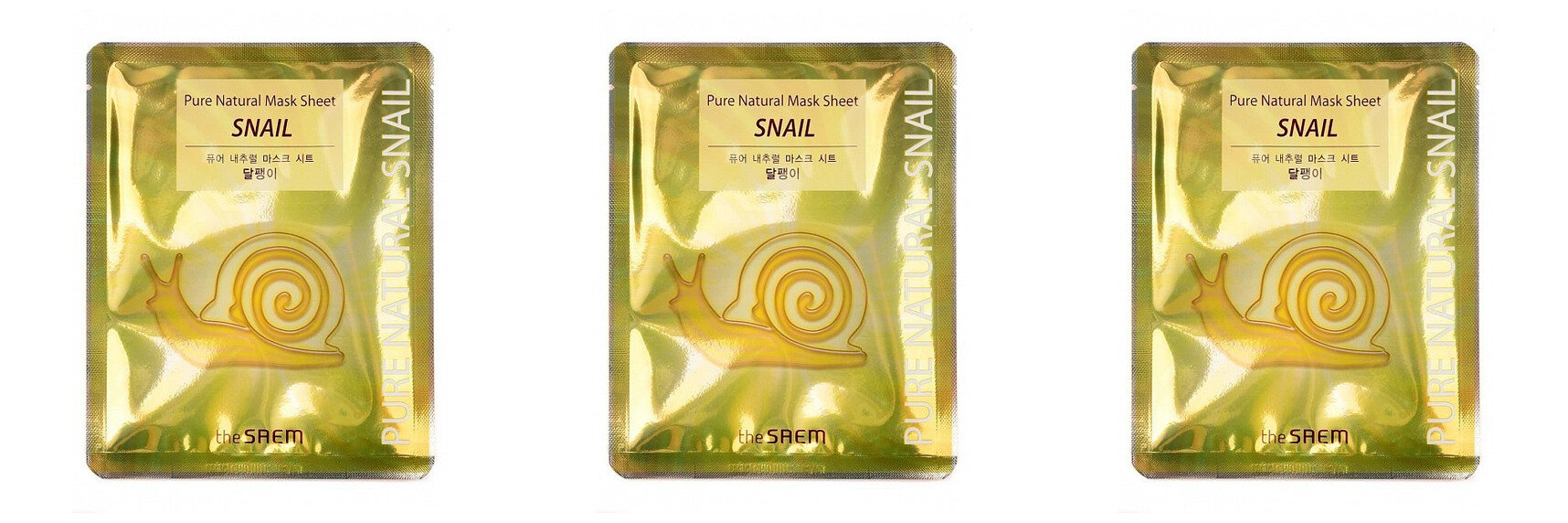 Маска тканевая с муцином улитки Тhe Saem, Pure Natural Mask Sheet Snail, 3 штуки