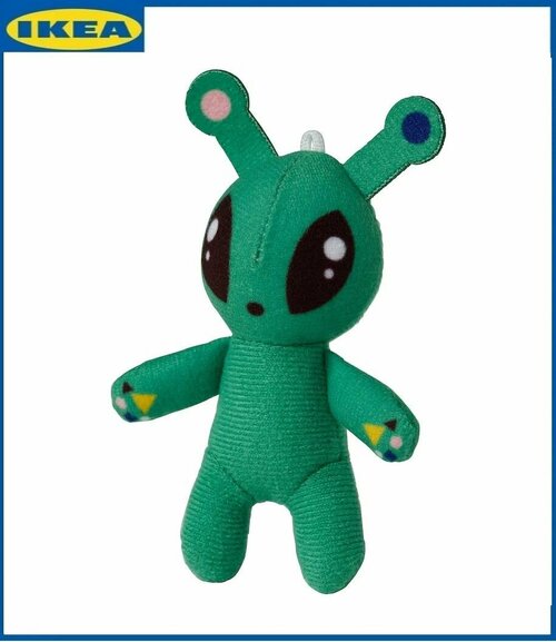 Плюшевая игрушка IKEA AFTONSPARV, маленький инопланетянин/зеленый, 11 см. Брелок икеа афтонспарв.