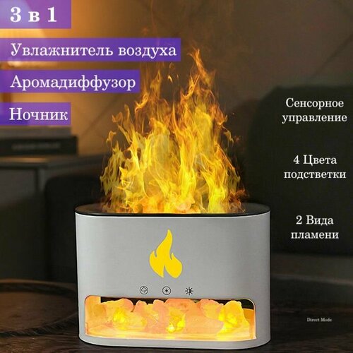 Ультразвуковой увлажнитель воздуха с эффектом пламени Аромадиффузор для ароматерапии настольный камин с подсветкой белый 230000₽