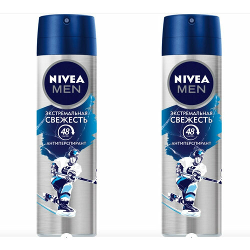 Дезодорант-антиперспирант спрей Nivea, Men, Экстремальная свежесть, с ментолом, 150 мл, 2 уп nivea men дезодорант антиперспирант экстремальная свежесть роликовый 50 мл 2 шт