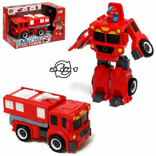 Конструктор винтовой «Пожарная», 2 в 1 робот-машина конструктор 12 в 1 пожарная машина для мальчика