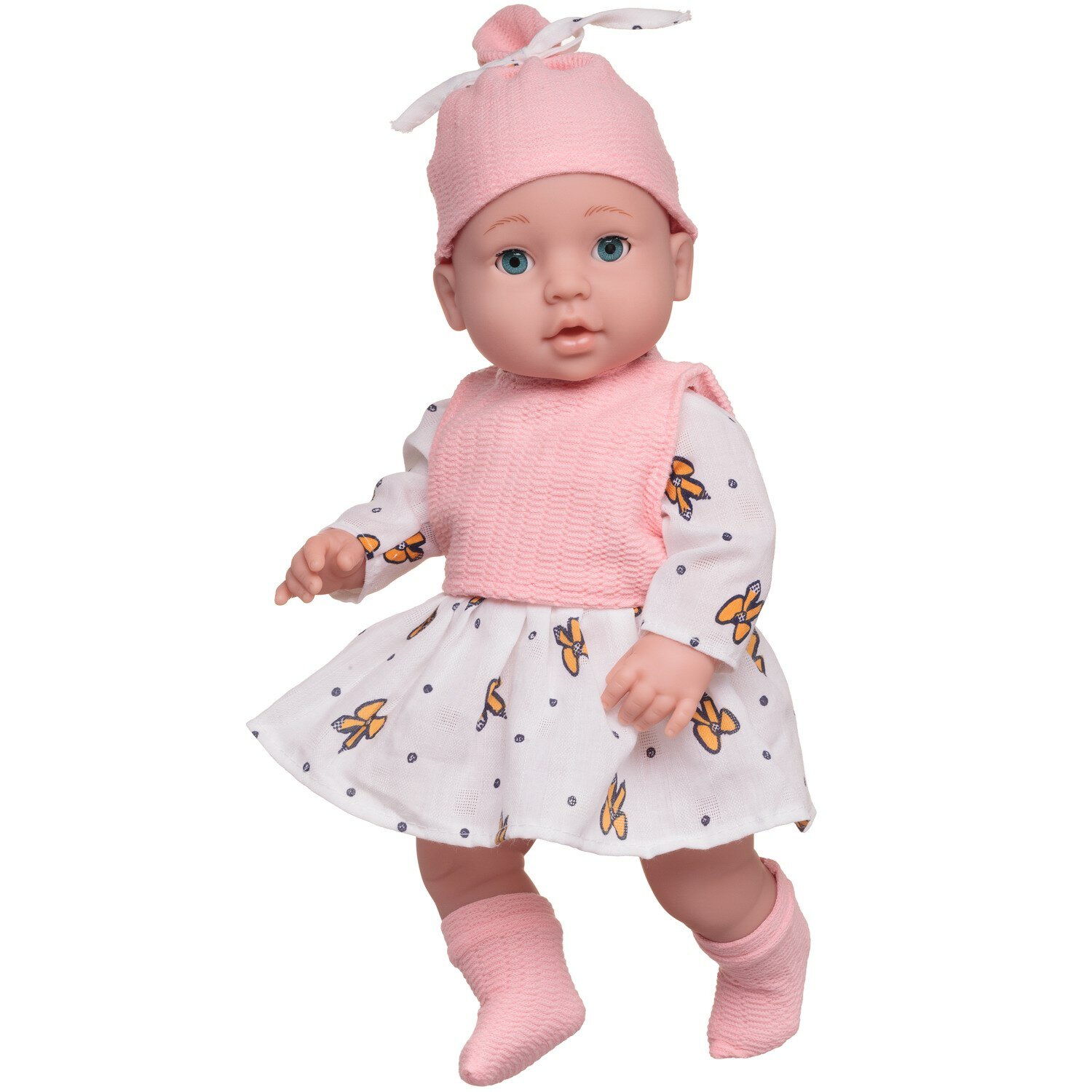 Пупс-кукла Junfa 40 см в белом платье и розовой кофте без рукавов WJ-36455