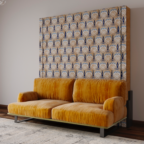 Двуспальная кровать-трансформер Olissys 2.0 c диваном, тканными фасадами и изголовьем