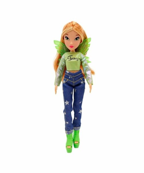 Шарнирная кукла Winx Club Флора, в джинсах, с крыльями, 24 см IW01322202